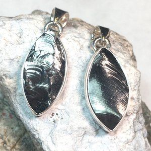 Natural Shungite .925 Silver Pendant Genuine Gemstone